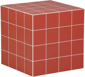 Sweeek Cubic coffee table, side table with cement tile effect, Terracotta, 40x40x40 cm - Kubeeek