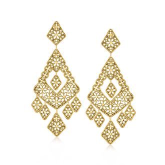 Ross-Simons Italian 18kt Gold Over Sterling Vintage-Style Drop Earrings