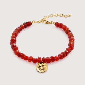 Monica Vinader Gold Lucky Gemstone Beaded Bracelet Red Onyx