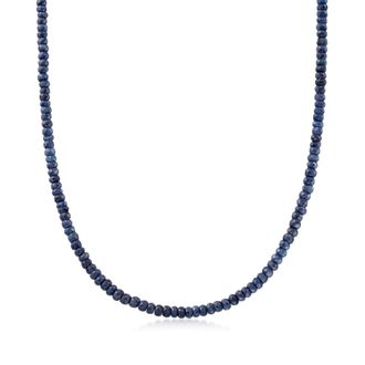 Ross-Simons Sapphire Bead Necklace With 14kt Yellow Gold Magnetic Clasp