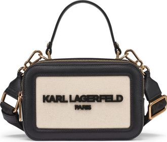 Karl Lagerfeld Simone Canvas Crossbody in Natural/black at Nordstrom
