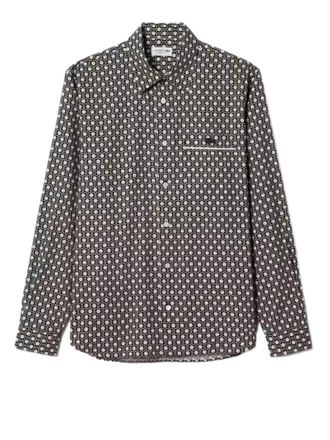 Lacoste Micro-Patterned Long-Sleeve Shirt With Classic Collar And Subtle Trim