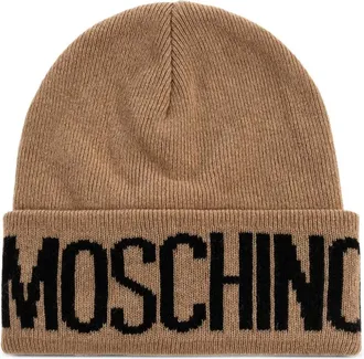 Moschino logo-detail wool beanie - unisex - Wool/Cashmere/Viscose/Polyamide - One Size - Brown