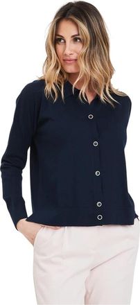 Gran Sasso Verfijnde Polo Shirt met Split - Dames - Vesten - Blauw - S - Truien & Vesten