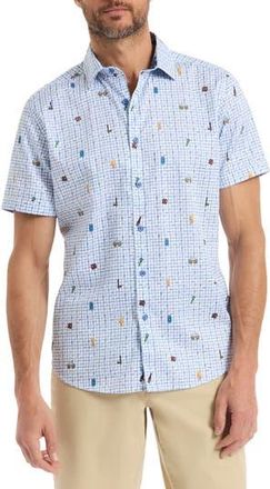 Robert Graham Brew & Chew Short Sleeve Button-Up Shirt in White at Nordstrom Rack, Size Small
