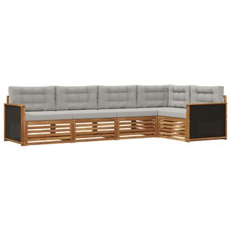 vidaXL Set Di Divani Da Esterno 5 Pz Naturale E Grigio Chiaro Vidaxl