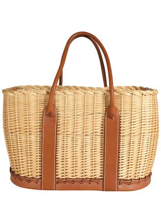 Herm&egrave;s Beige, Brown Wicker & Barenia Leather Osier Garden Party 36 (Authentic Pre-Loved)