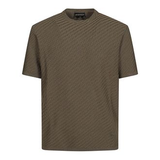Emporio Armani T-Shirts, male, Green, Size: XL Operata Microquadro
