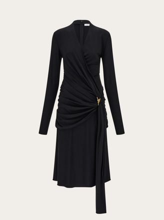 Ferragamo Women Viscose dress with gathered waist Black