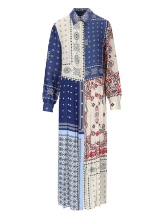 Max Mara paisley-print pleated dress - women - Viscose - 38 - Blue