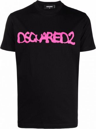 Dsquared2 Mens Fluorescent Spray T-shirt in Black Cotton - Size 2XL