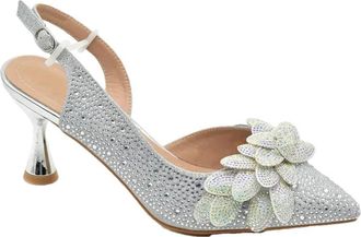 Generic Womens Luxury Shoes and Bag Set Rhinestones Flowers Decoration Pointed Toe High Heel Shoes for Wedding Party