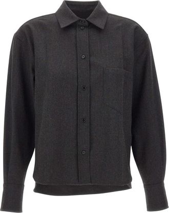 Victoria Beckham Ellys Shirt - Dames - Overhemden - Grijs - S - Wol - Overhemden