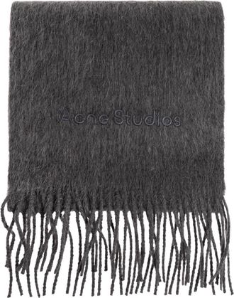 Acne Studios Wool Logo Scarf - unisex - Wintersjaals - Grijs - ONE Size - Wol - Accessoires