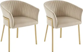 Pascal Morabito Lote de 2 sillas con reposabrazos de terciopelo y metal dorado - Beige - ZAOVA de Pascal MORABITO