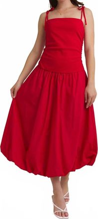 Gilli Sleeveless Drop Waist Bubble Hem Midi Dress In Red