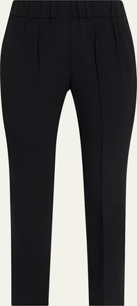 Brunello Cucinelli Silk Crepe Slim-Leg Ankle Pull-On Pants