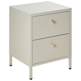 Beliani Mesita De Noche Industrial Moderna De Acero Con 2 Cajones Dormitorio Beige Claro Kylea