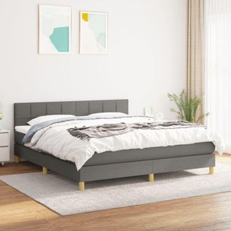vidaXL Vidaxl - Cama Box Spring Con Colch&oacute;n Tela Gris Oscuro 180x200 Cm