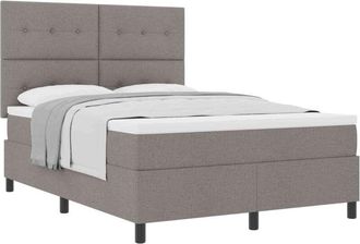 vidaXL Box Spring Bed with Mattress Taupe 140 x 200 cm Fabric vidaXL