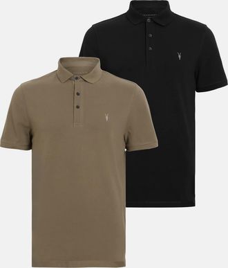 AllSaints Cotton Reform Short Sleeve Polo Shirts 2 Pack, Size: XS