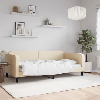 vidaXL Sof&aacute; Cama Sin Colch&oacute;n Tela Crema 100x200 Cm Vidaxl