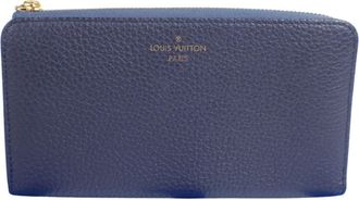 Louis Vuitton Navy Blue Leather Long Wallet (Bi-Fold) (Pre-Owned)
