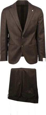 L.B.M. 1911 Brown Unlined Tailored Wool-Blend Suit