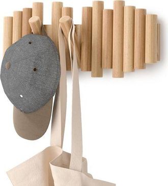 OEM Perchero De Pared Con 5 Ganchos, De Madera Natural, 37,1 X 16,5 X 4,4 Cm