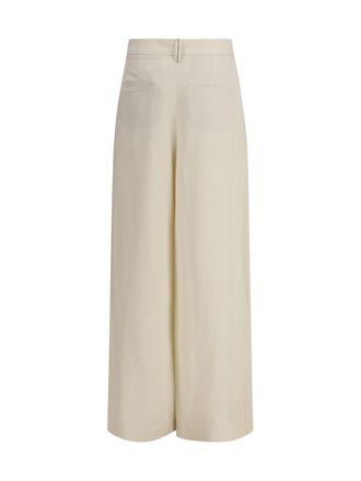 Brunello Cucinelli Womens Crossed Pants Panna Viscose; Linen Trousers