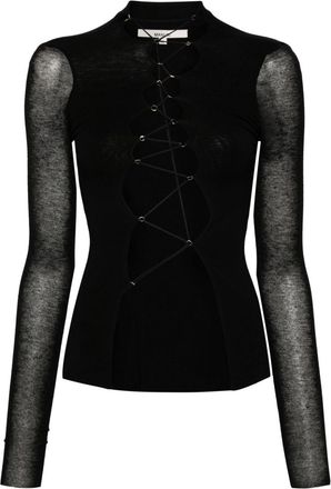 Manurí Jamie blouse - women - Elastane/Viscose/Cashmere/Polyamide - M - Black