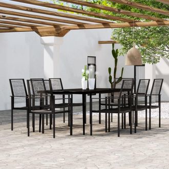 vidaXL Juego De Comedor De Jard&iacute;n 9 Piezas Negro Vidaxl
