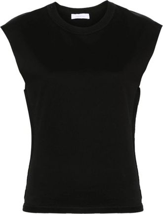 Paco Rabanne Katoenen T-shirt met Kettinkje - Dames - Tops zonder mouwen - Zwart - L - Katoen - Tops