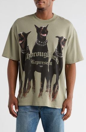 Represent Thoroughbred Oversize Cotton Graphic T-Shirt in Khaki at Nordstrom, Size Xx-Large