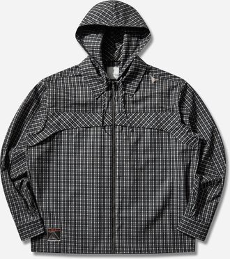 Roa Men s Aair FloWeave Printed Check Long Sleeve Hooded Shirt Anthracite
