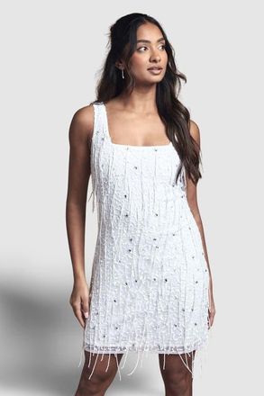 Coast Sequin Fringe Bridal Mini Dress in Ivory at Nordstrom, Size 12