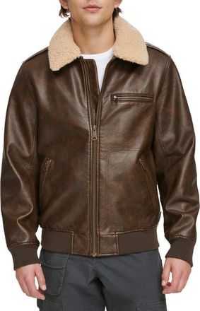 Levi's Faux Leather & Faux Shearling Bomber Jacket in Brown at Nordstrom, Size Xx-Large