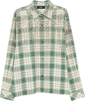 Amiri Camisa Occidental Oversized de Franela con Cristales - Shirts - Hombre - Verde - M