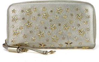 Jimmy Choo London Champagne Gold Leather Long Wallet (Bi-Fold) (Pre-Owned)