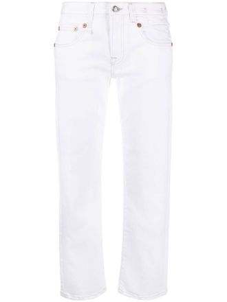 R13 distressed-edge straight-leg jeans - White