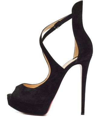 Christian Louboutin 155 mm su&egrave;de sandalen met hak - Zwart