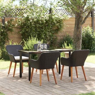 vidaXL Vidaxl - Conjunto De Comedor De Jard&iacute;n 5 Pcs Negro Rat&aacute;n Sint&eacute;tico