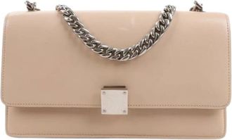 Celine Pre-owned Cross Body Bags, female, Beige, Size: ONE SIZE Pre-owned Case Flap Medium Leather Chain Shoulder Bag