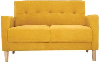 Miliboo Miliboo - Sof&aacute; 2 Plazas De Estilo N&oacute;rdico Amarillo Mostaza Con Efecto Aterciopelado Moon