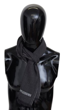 Missoni Elegant Wool Scarf with Signature Mens Embroidery