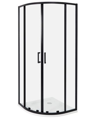 Beliani Box Doccia Vetro Temperato Doppia Porta Nero 80 X 80 X 185 Cm Jukatan