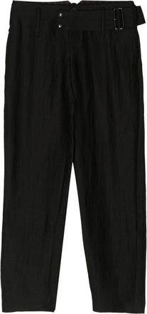 Yohji Yamamoto belted straight-leg trousers - women - Linen/Flax/Cotton/Ramie/Cupro - 2 - Black