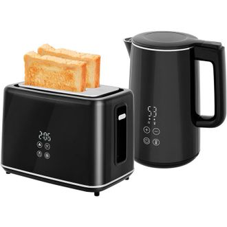 HOMCOM Homcom - 1.5L 3000W Fast Boil Electric Kettle and 2 Slice Toaster Set, Black