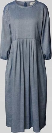 More Tailliertes Midikleid mit Leinen-Anteil in Jeansblau, Gr&ouml;&szlig;e 42