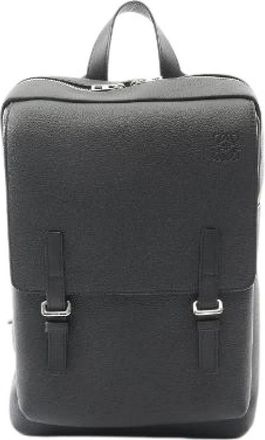 Loewe Vintage, unisex, Zwart, ONE Size, Leer, Pre-owned Military Anagram Leather Backpack